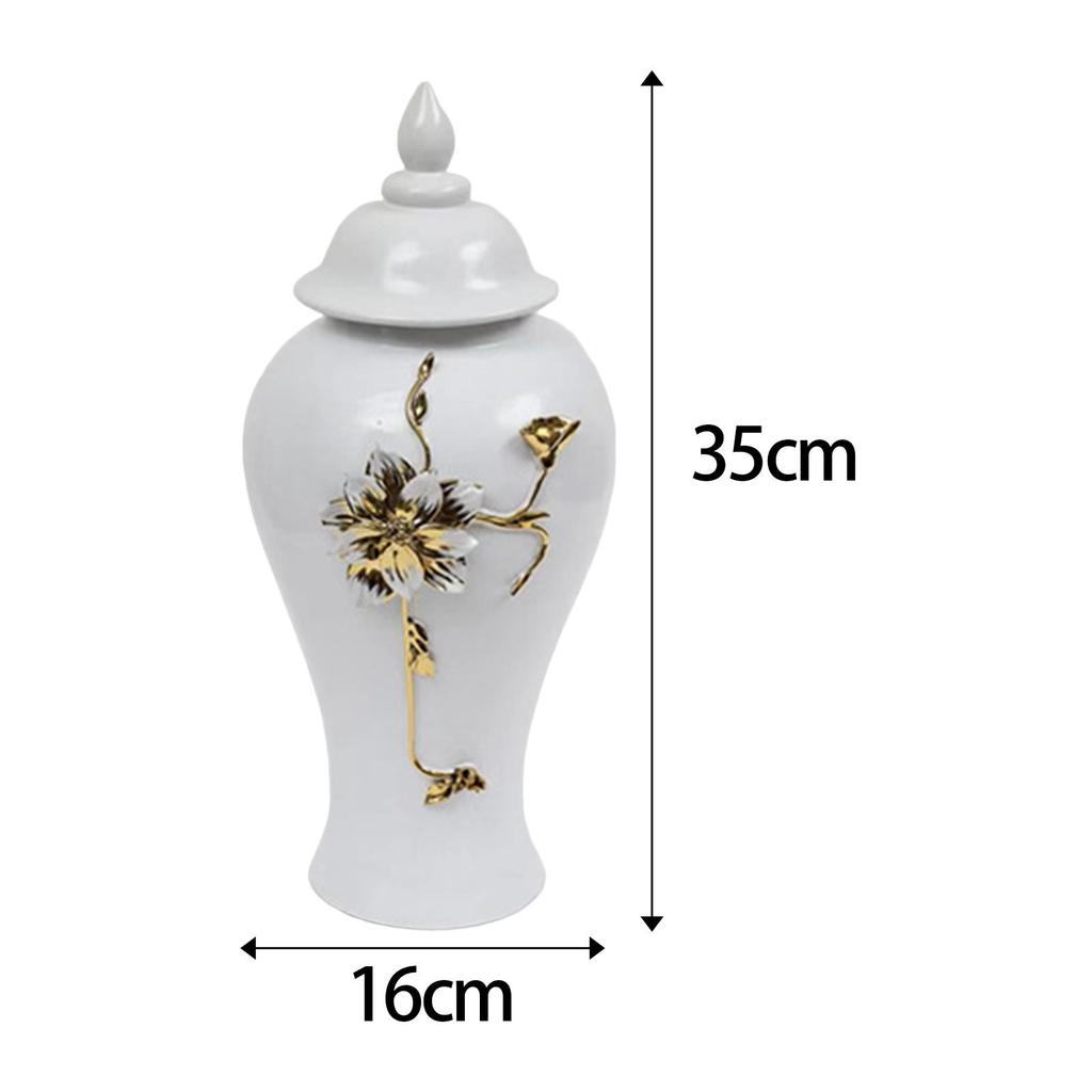 Vase Storage Jar with Lid Delicate Ginger Desk Centerpiece Decoration Home Piece Table Floral