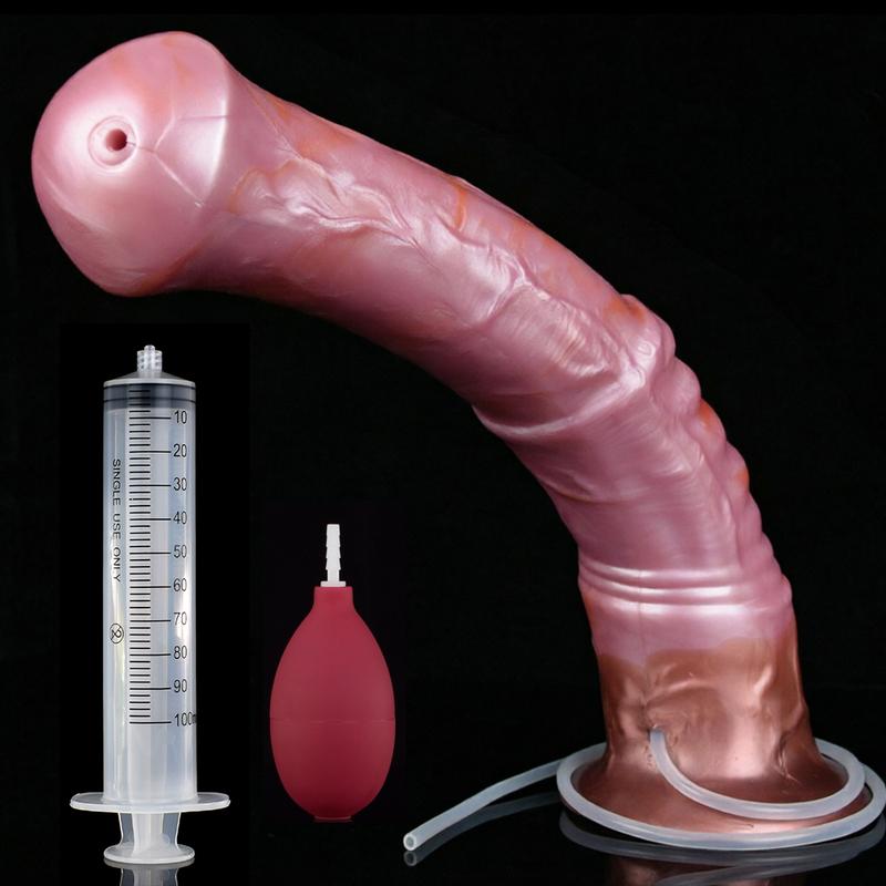 YOCY 42cm Long Horse Cock Squirting Anal Plug Ejaculation Dildo Animal Penis Vaginal Masturbator Silicone Sex Toys For Women Men