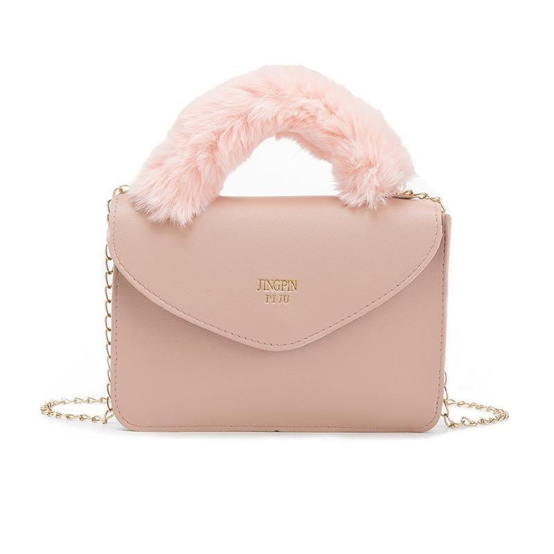 Tasche Damenmode Bedruckt Plüsch Kette Tragbar Magnetverschluss Kleine Quadratische Tasche Vielseitig Ein Schulter Crossbody Kleine Quadratische Tasche