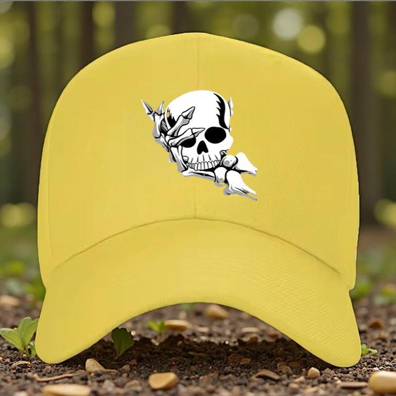 Skull Bones Graphic Baseball Cap Adjustable Polyester Casual Sun Hat for Unisex Women