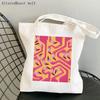 Frauen Shopper Tasche Flamingo Art Level Of Flamingos in Gold Tasche Harajuku Shopping Canvas Shopper Tasche Mädchen Tote Schulter Lady Bag