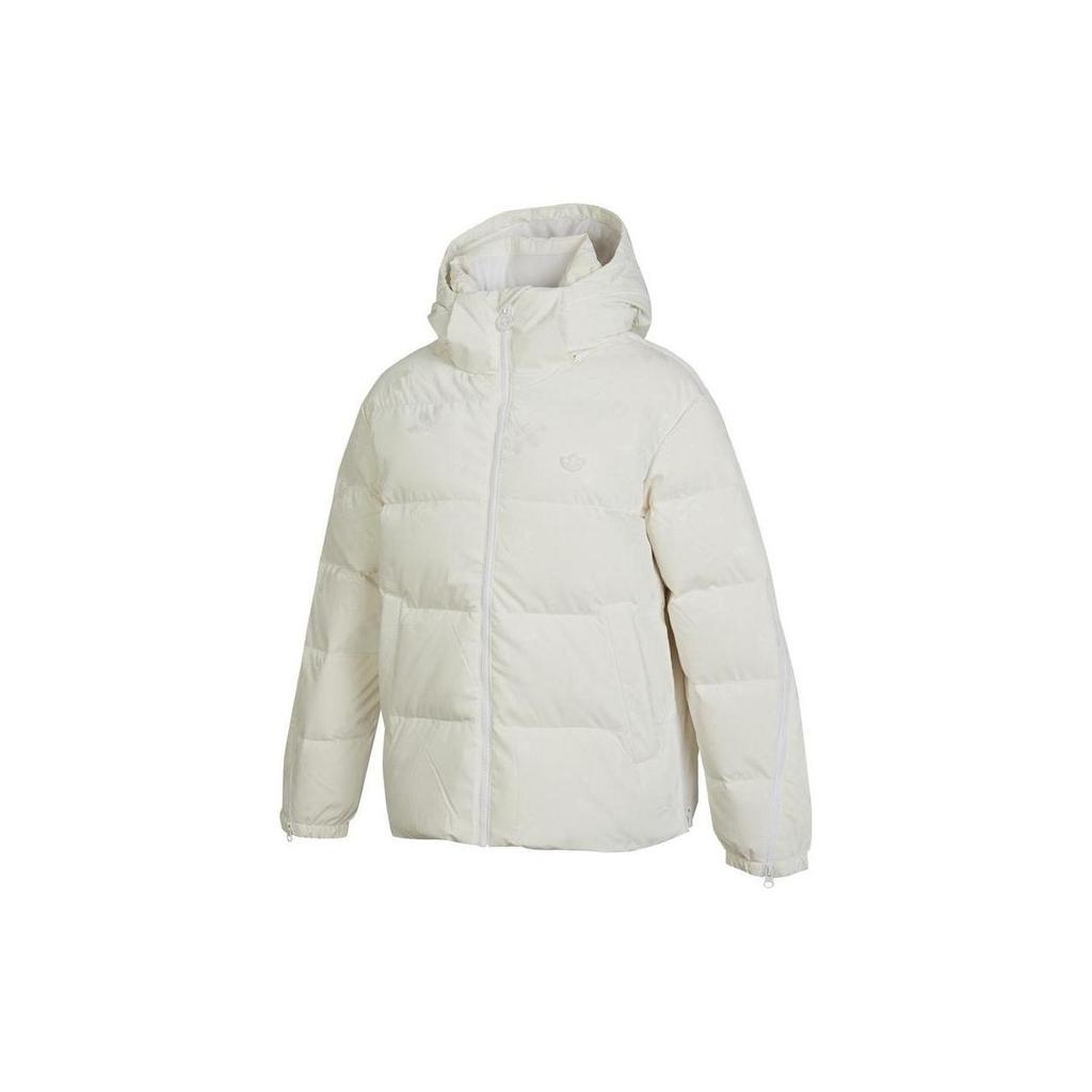 Adidas Originals Trefoil Solid Logo Patch Warm Zip Hooded Down Jacket Women Outerwear White HS9511