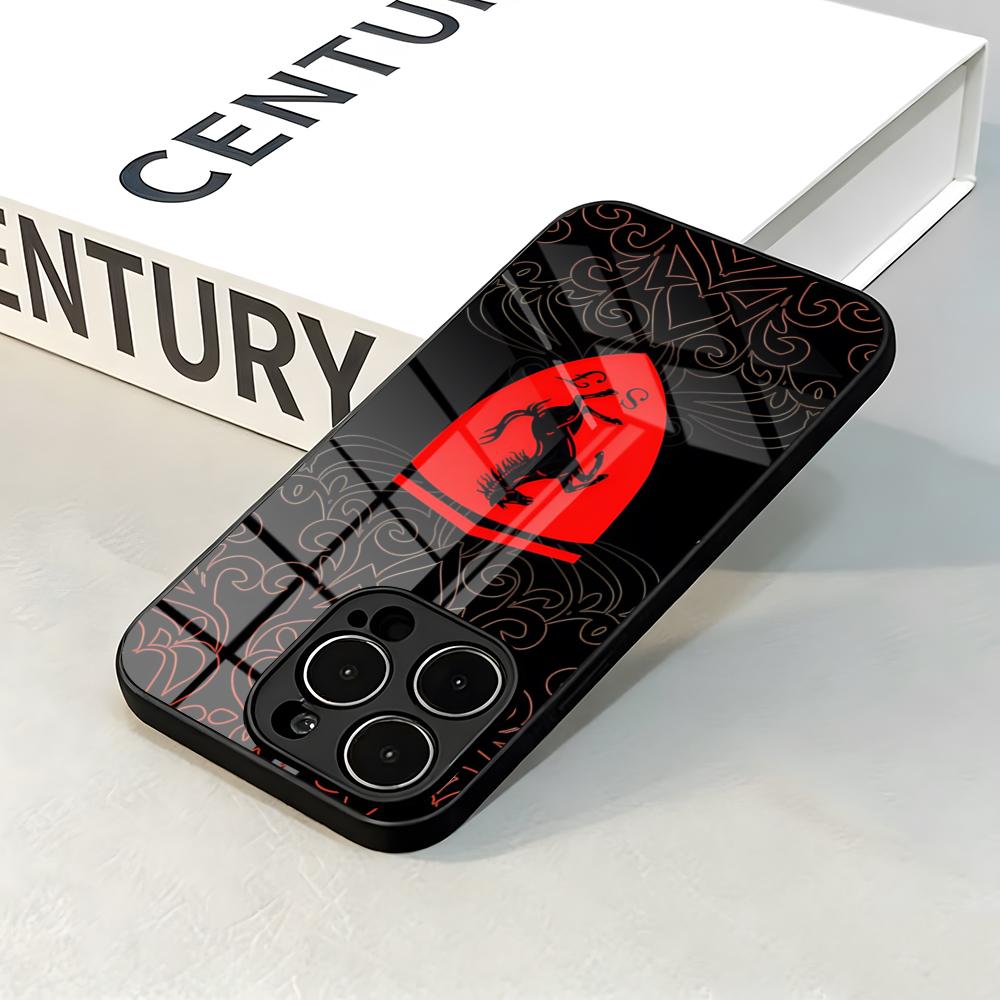 F-Ferrari S Auto Logo Handyhülle Für IPhone 17 Pro Max 16 15 14 Pro Max 13 11 X Xs Xr 8 7Plus Glasabdeckung