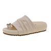 French pleated set of toe slippers for women's summer wear 2025 new versatile thick-soled sandals for beach vacation