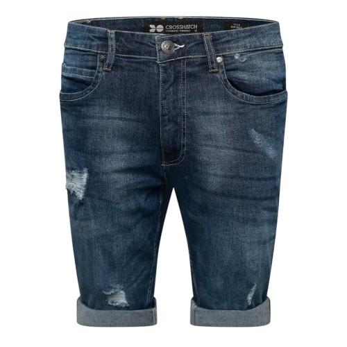 Crosshatch Mens Riptrey Denim Ripped Shorts