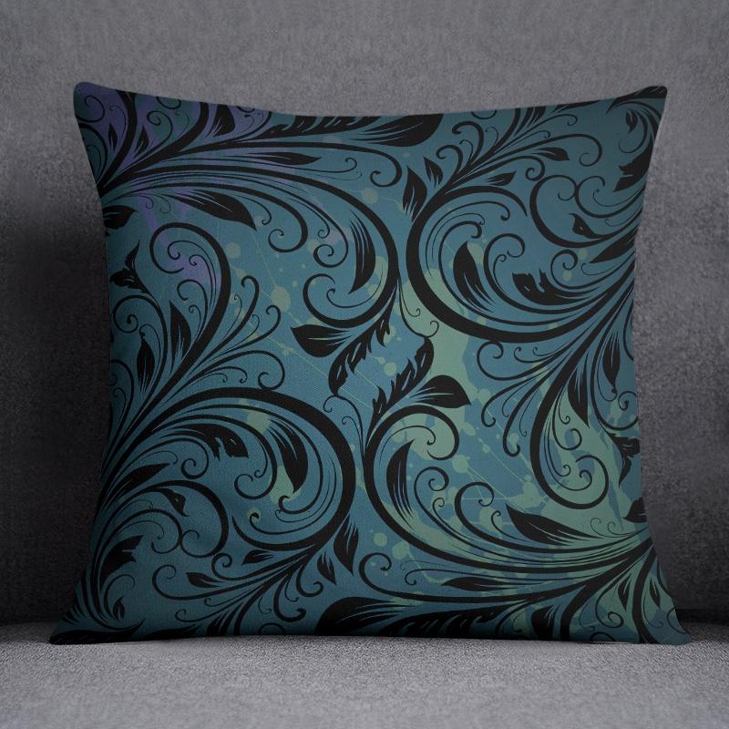 Cool Black Wind Black Bottom Flower Series Pillow Decorative Pillow Bedroom Sofa Car Cushion Cover Pillowcase
