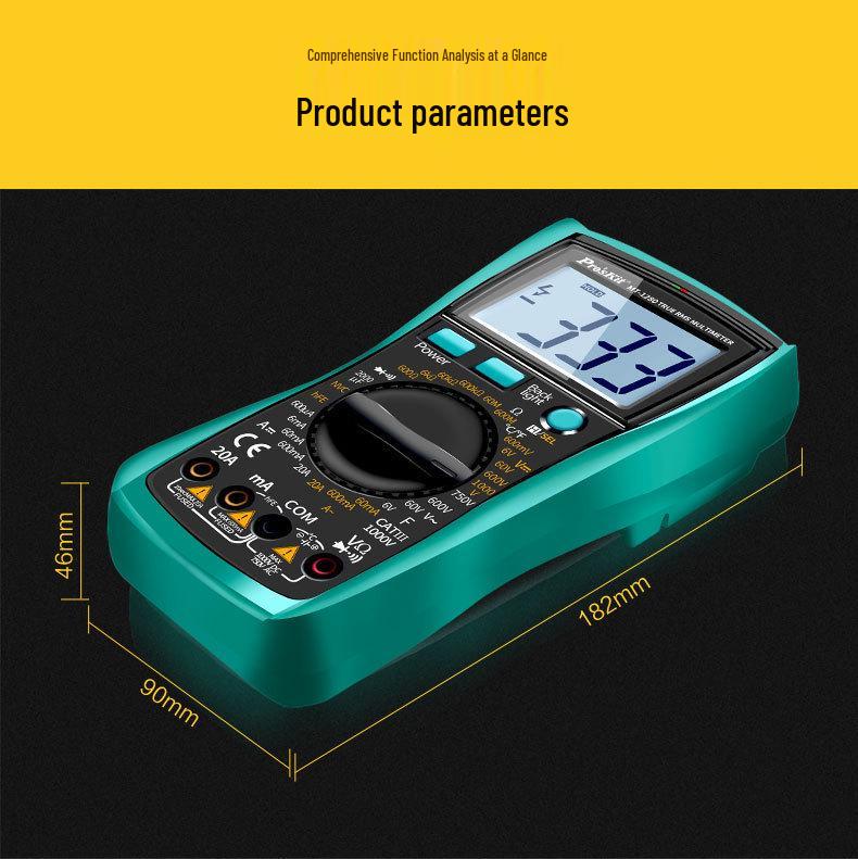 Pro'sKit MT-1280D True RMS Anti-Burn Digital Multimeter for Electricians