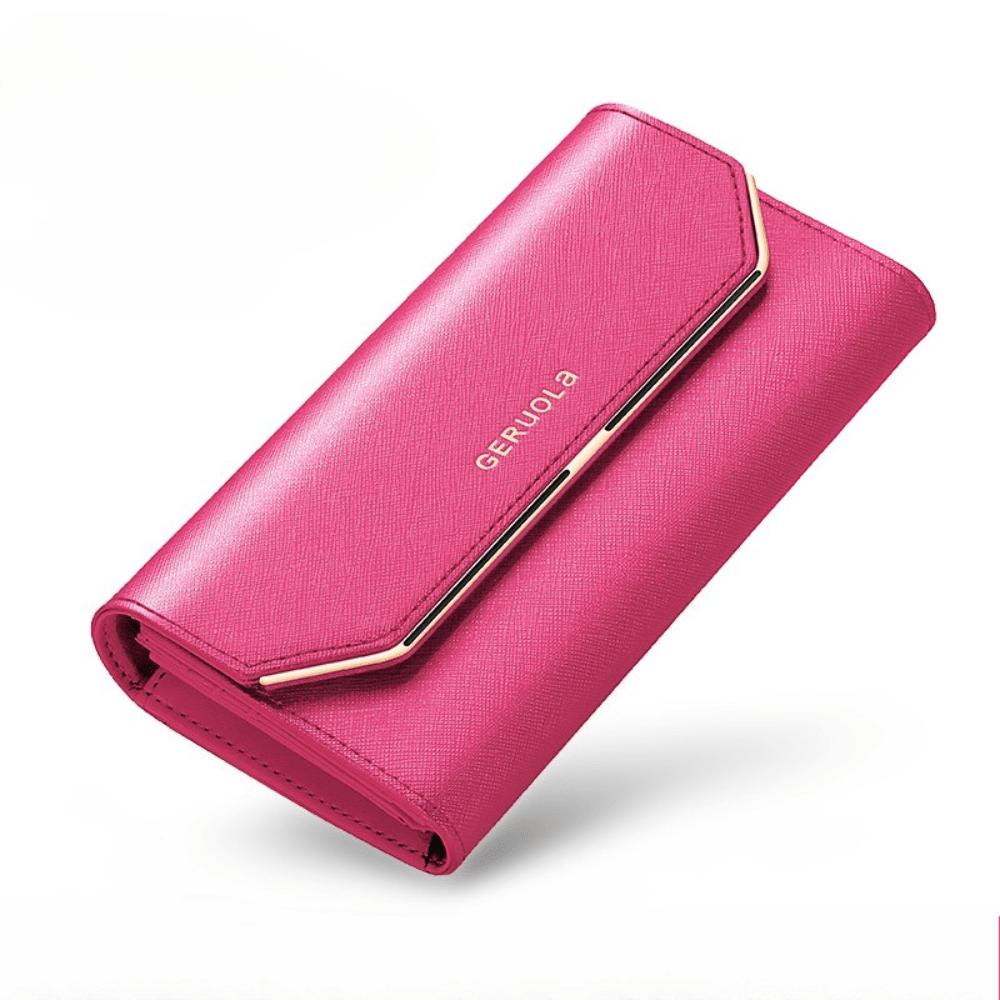 Nouveau portefeuille femme long grande capacité multi-emplacements cartes pochette portefeuille sac téléphone portable rose red multicolore