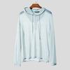 INCERUN Oversized Men Long Sleeve Transparent Loose Drawstring Hooded Tops T-shirts