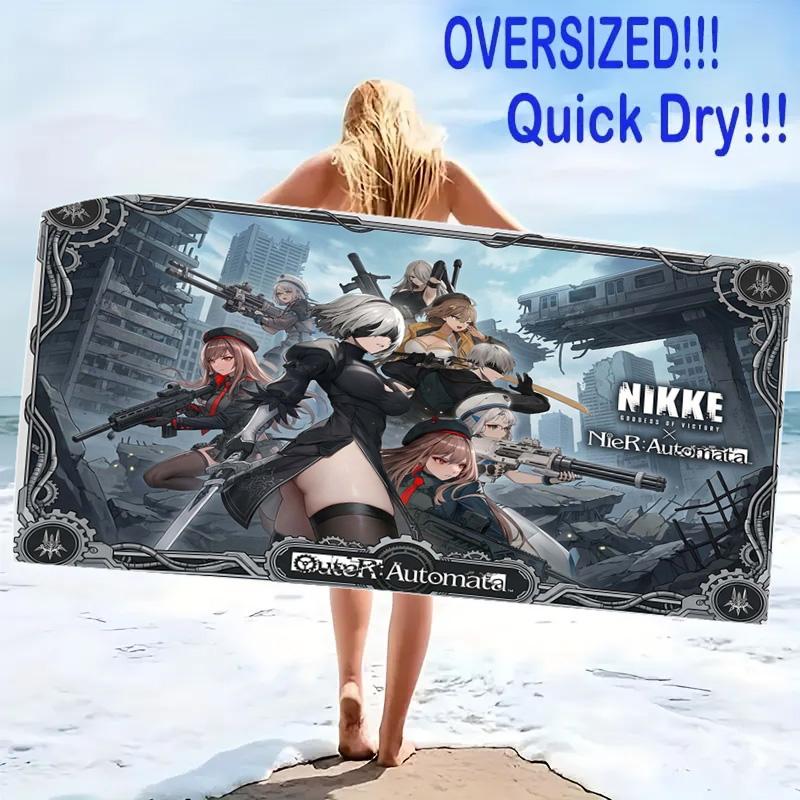 GODDESS OF VICTORY NIKKE Print Beach Towel, Large Soft Quick Dry Towel for Beach Camping Swimming