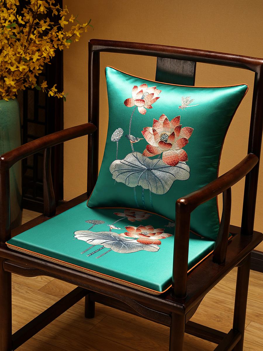 New Chinese-style Foam Chair Cushions Rosewood Sofa Cushion Cover Home Sponge Seat Cushions Embroidered Anti-slip Chair Cushions 45x45cm