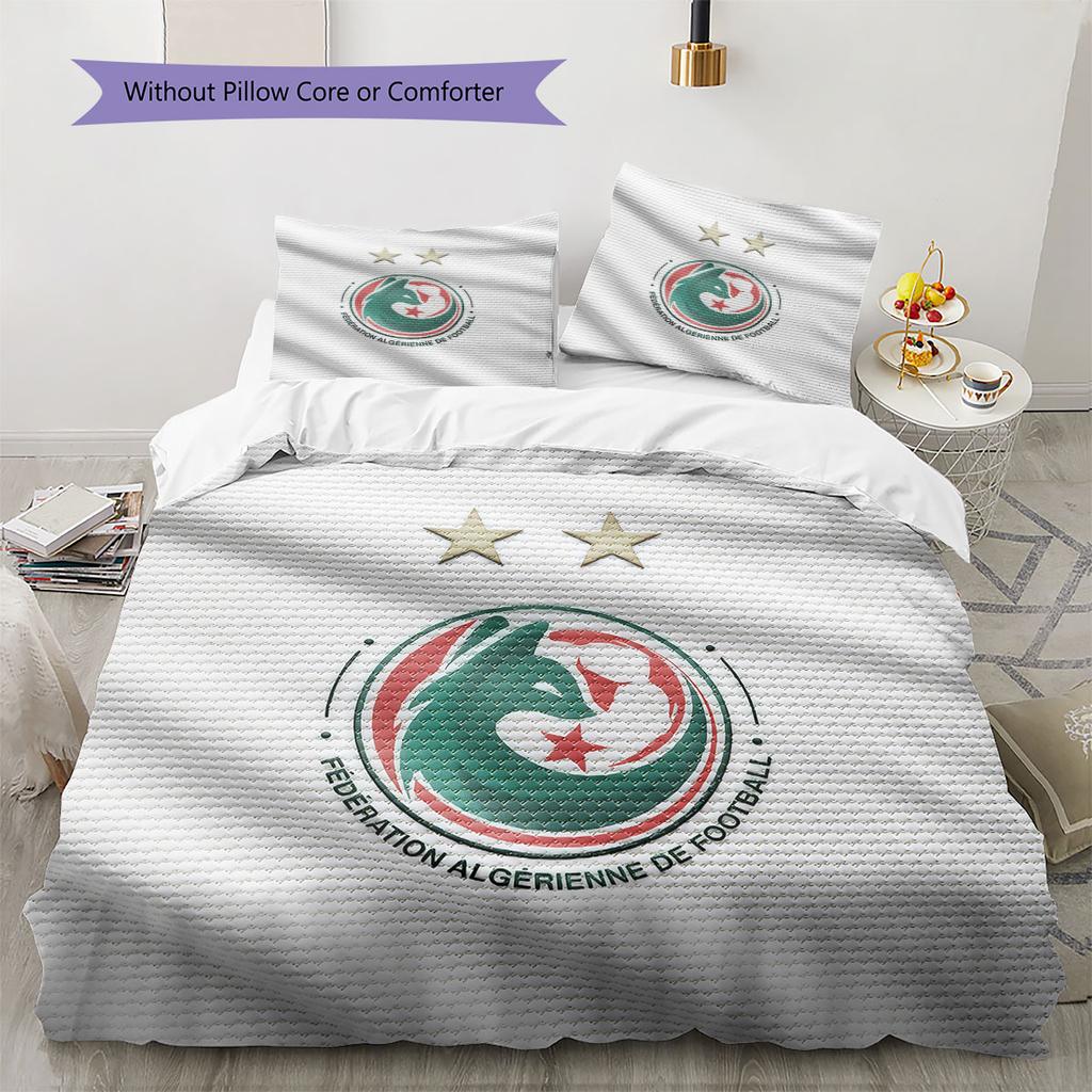 Algeria National Football Pattern Bedding,Quilt Set Quilt Cover Pillowcase Home Birthday Gift(1 * duvet cover + 2 * pillowcase, without core)