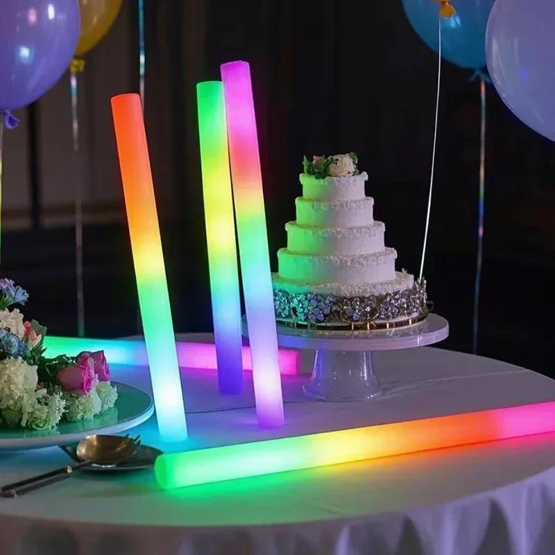 5/10/30pcs 4 Modes Colorful Foam Glow Sticks Led Flashing Glow Stick Camping Party Supplies for Raves Festival Wedding Concert