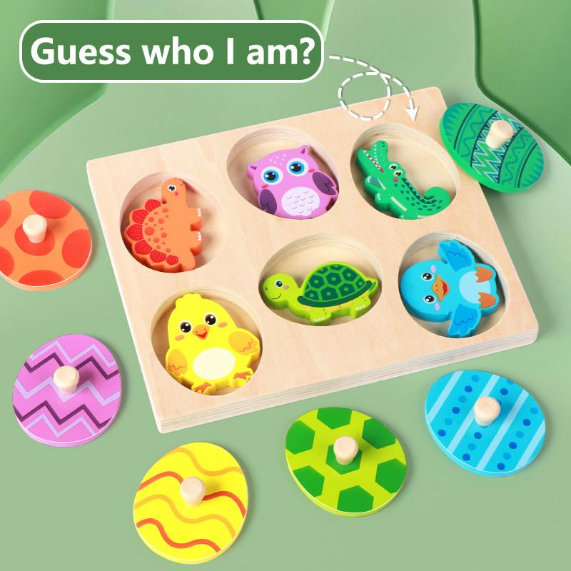 Wooden Turtle Dinosaur Animal Egg Puzzle Game For Kids With Animal Figures Educational Toy For Early Learning