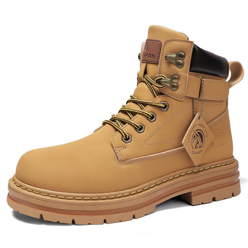 Outdoor men's tooling boots autumn and winter new high-top casual small yellow boots trendy fashion Martin boots 0227