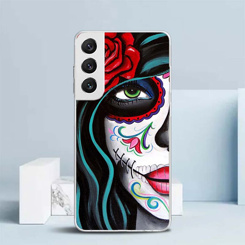 Catrina Beautiful Rose Girl Skull Soft Cover for Samsung Galaxy S25 Edge S26 S24 S23 Ultra Phone Case S22 S21 Plus S20 FE Print