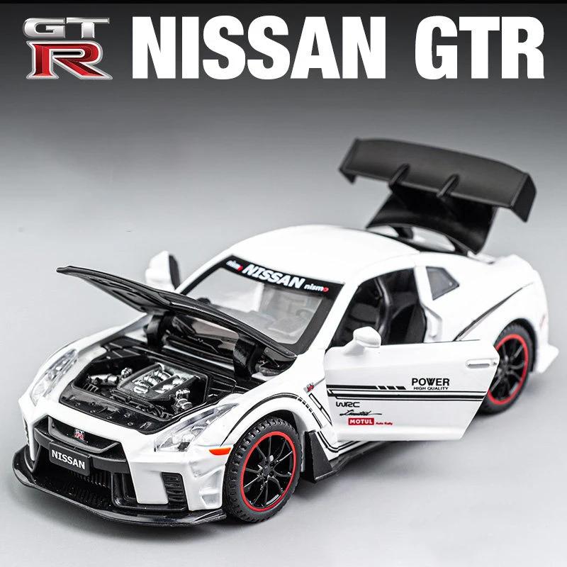 ABE4 1:32 Nissan GTR R35 Supercar Alloy Car Toy Car Metal Collection Model Car Sound and Light Toys For Children