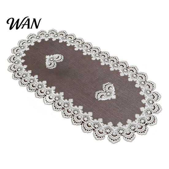 Nicht rollendes Tischband Ovales Spitzenband, Vintage Deckchen, Retro Durchsichtige Blumen-Platzmatte für Kaffee-Esszimmer-Dekor Leichtes Netz
