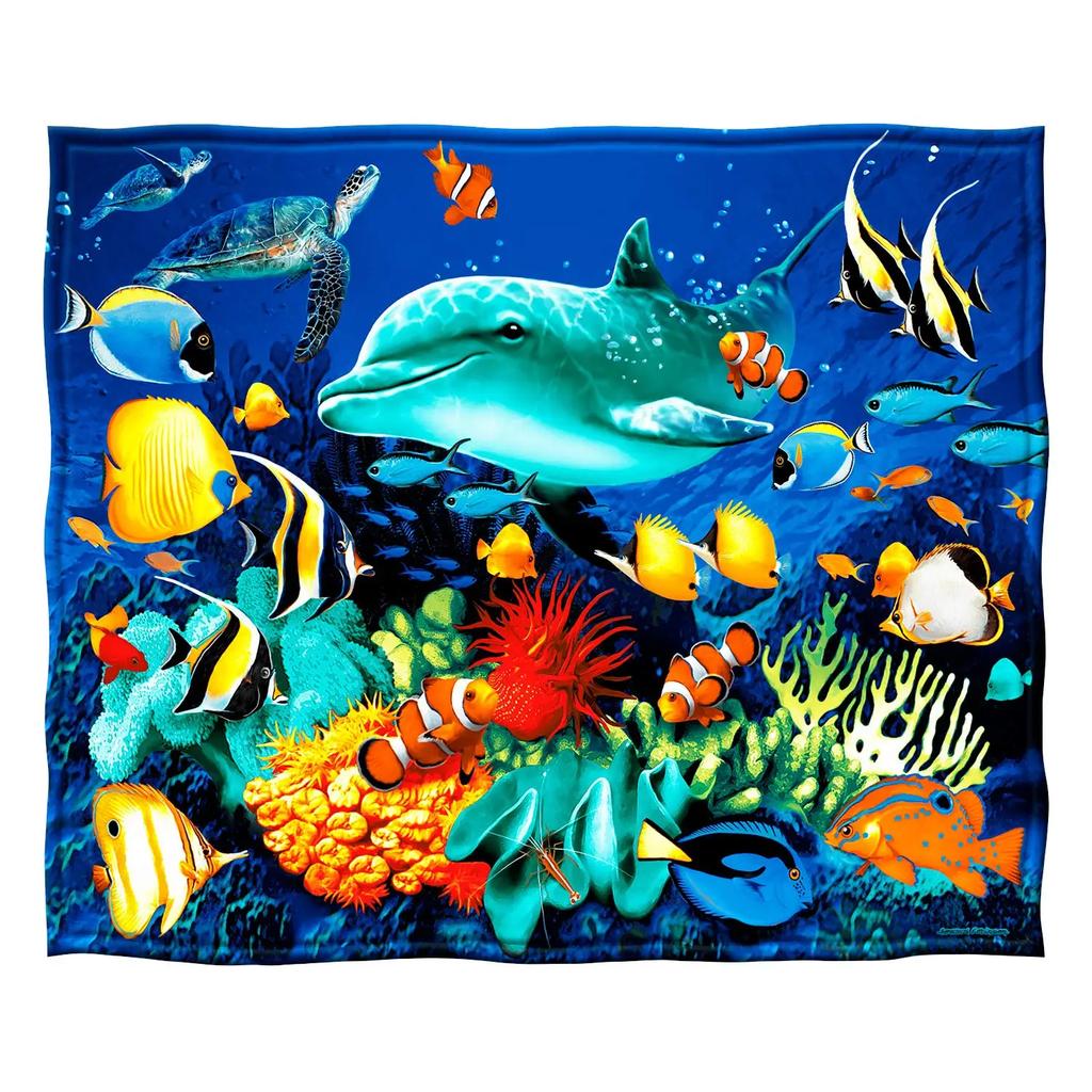 Dolphin Throw Blanket, Soft  for Girl Kid Teens Adults, Fleece Cute   Warm Cozy   Bed Crib or Couch