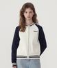 Covernat Woman Varsity Zip-Up Knit Cardigan Navy