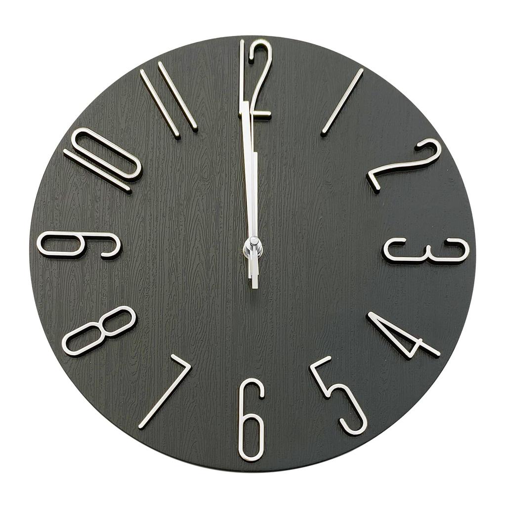Qucover Wall Clock, Radio-Controlled, Stylish, 30cm Diameter, Large Display, Easy to Read, Simple, Nordic Design, Perfect for Home, Bedroom, Room