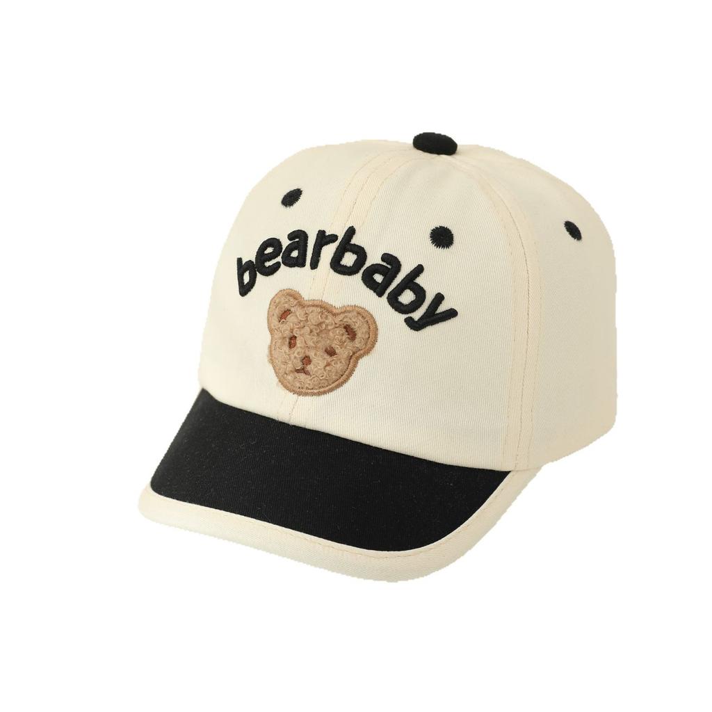 Kids Corduroy Baseball Cap Cute Bear Embroidery Short Brim Hat for Boys Girls Spring Autumn Outdoor Travel Sun Protection