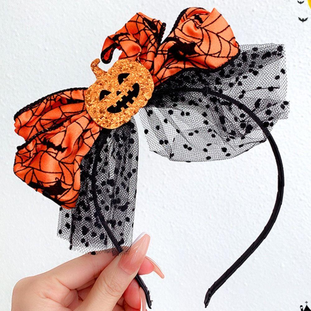 Ins Style Party Hairband Mesh Pumpkin Hairband Novelty Halloween Hair Hoop  Party