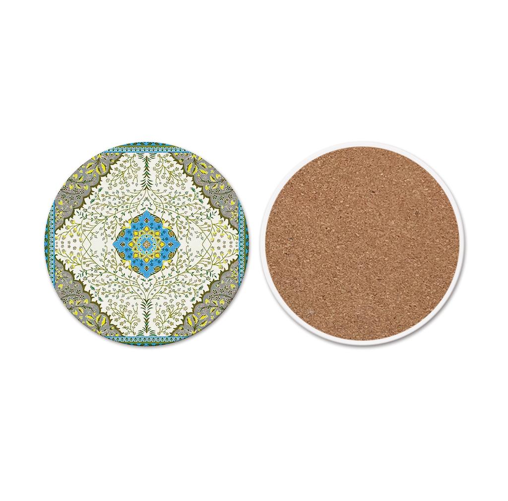 Round Ceramic Coasters Waterproof Non Slip Heat Resistant Mats For Dining Table Kitchen Ramadan Home Decor