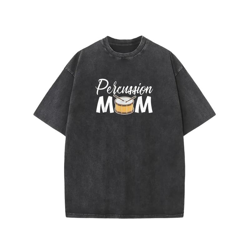 

Percussion Drummer Print, Washed, High-Quality Retro Fashion Men S Vintage Style T-shirt, Suitable Thickness for Summer, Holiday Gift S чёрный