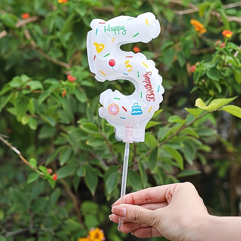 1pc Cake-Decorated Digital Balloon, for Bathing, Cake Decoration, Birthday Festival Number Flag, Handheld Aluminum Film Balloon Group Number Birthday