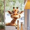 Cartoon Cute Giraffe Window Sticker - Non-adhesive and Removable - for Bedroom or Balcony Window Decoration