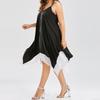 Women Plus Size V Collar Loose Bilayer Dress With Irregular Mini Silhouette For Casual And Party Wear