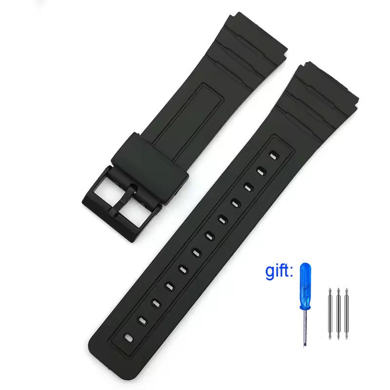 18mm Silicone Rubber Strap for Casio W800H W800H A158/168 AE1200/1300 SGW400 F91W F84 F105/108 Bracelet Soft Black Watchbands