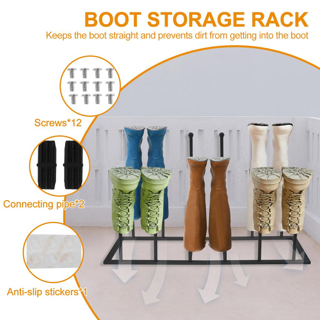 Free Standing Boot Rack Organizer Metal Boot Storage Rack Removable Tall Boot Storage Rack Multifunctional Boot Holder Home