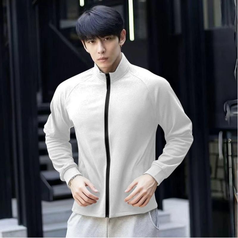 Herbst Winter Neu Warm Slim Langarm Einfarbig Dralon Stehkragen Basisschicht Reißverschluss Sweatshirt Jacke