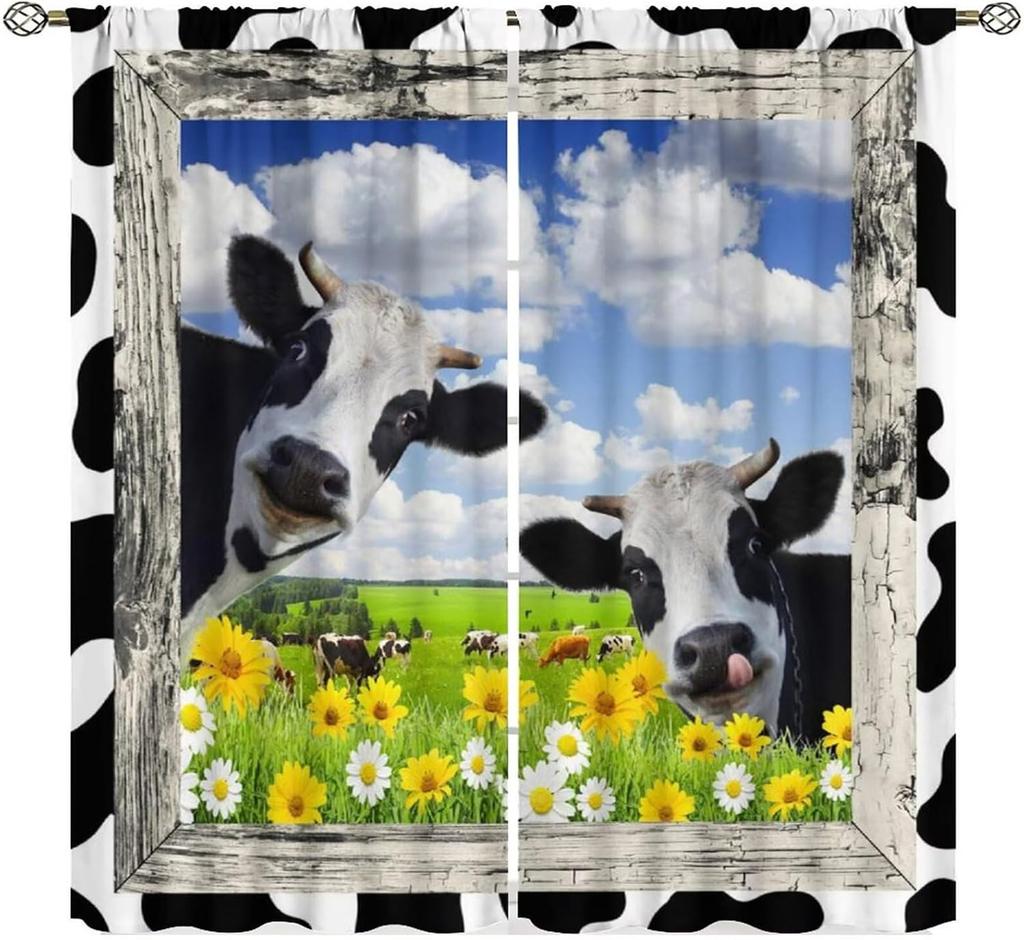 Tende per Finestre con Motivo Floreale Botanico di Galli e Galline, Stile Rustico, per Cucina, Soggiorno, Camera da Letto