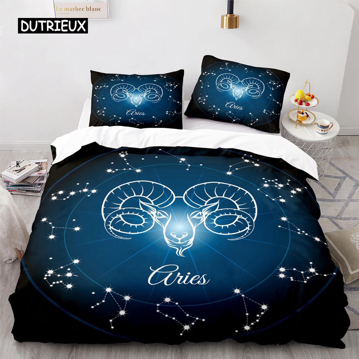 

Комплект постельного белья Constellation Aries Galaxy Theme 2/3 шт. Комплект постельного белья King Size Полиэстеровый пододеяльник для любителя Constellation EU single(135x200cm)