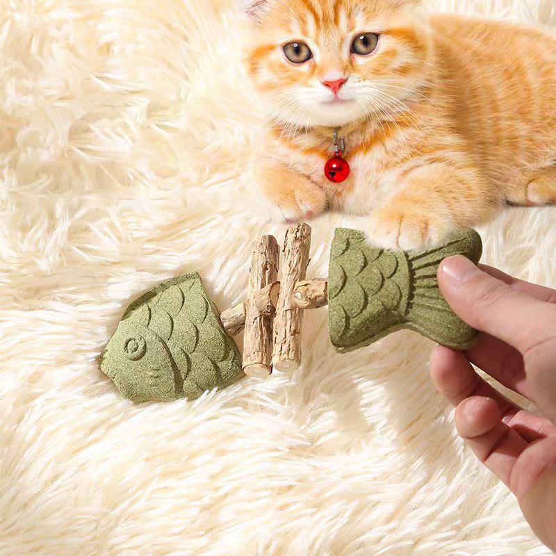 New Fix Your Cat's Dental Health,2026 New Creative Fish Bone Cat Toy,Wooden Catnip Teeth Cleaning Stick
