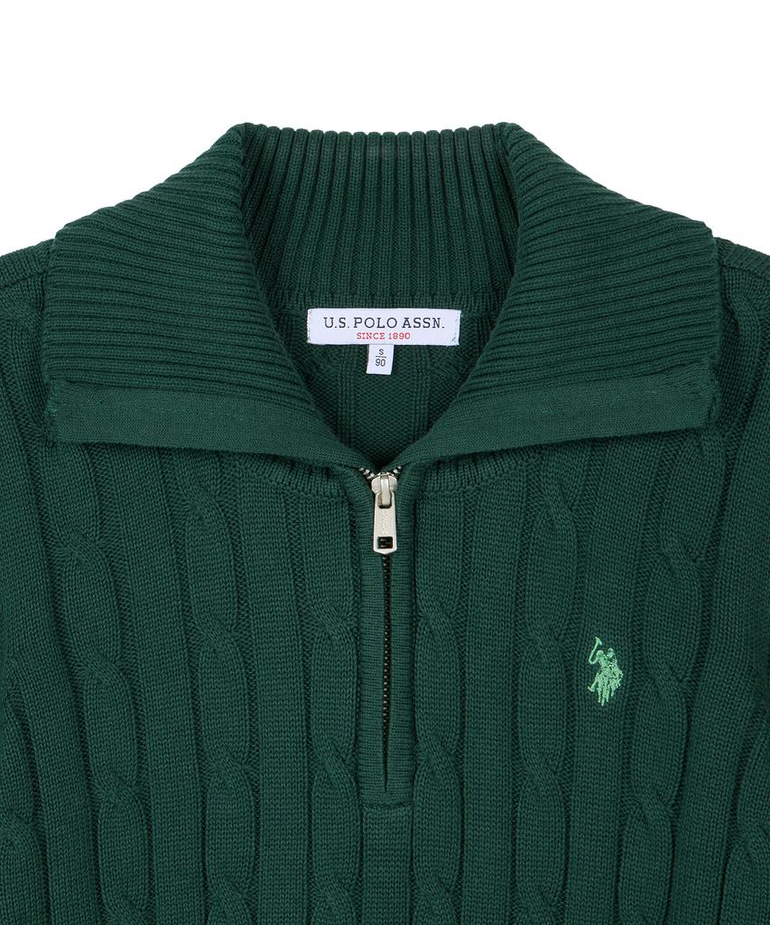 USPOLOASSN Cable Half-Zip Knit_Deep Green
