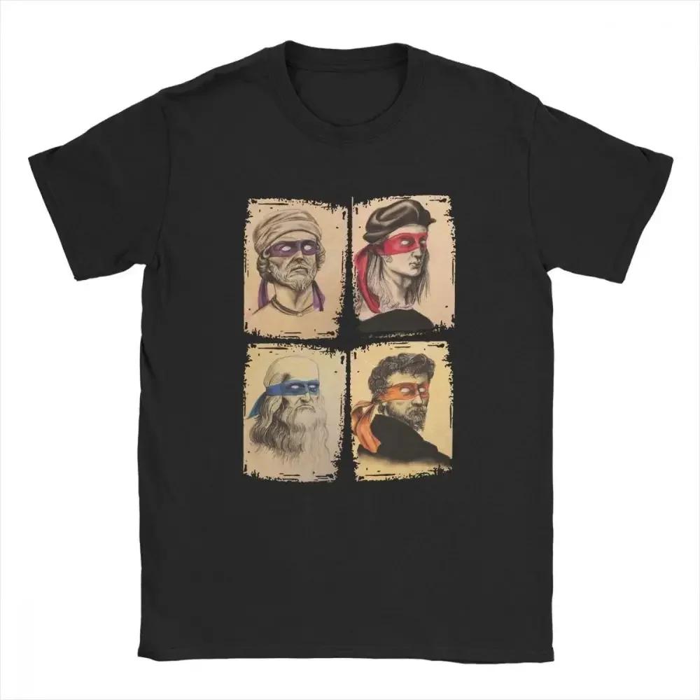 

Футболки Science Turtles Mutant Ninja 2024 года, юмористические топы с принтом, большой размер, короткий рукав, уличная модная футболка для пары S бежевый