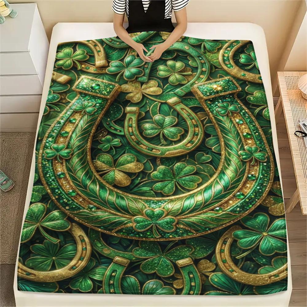 

1Pc St.Patrick s Day Print Flannel Blanket, High quality Comfortable for All Seasons, Home Decor, Warmth and Comfort, Perfect for Christmas Gifts W73 80cm x 120cm