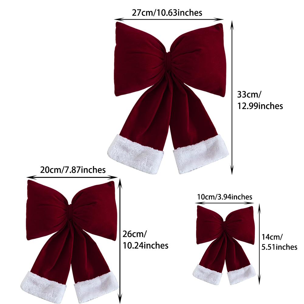 Large Christmas bow, Christmas red pendant, large three-dimensional bow, Christmas tree ornament with internal stuffing