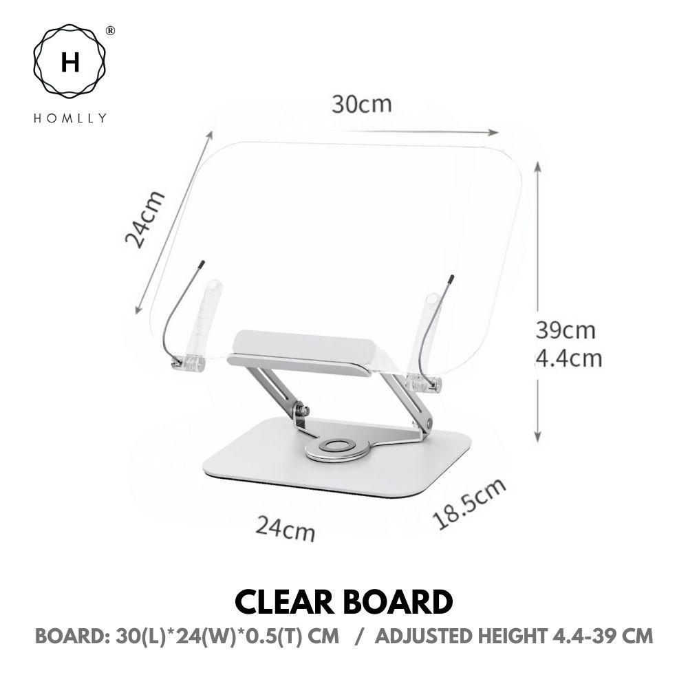 Homlly HandsFree Adjustable Foldable Book Holder with360DegreeRotating Base&PageClips for Book,Sheet Music,Laptop&Recipe Clear Board