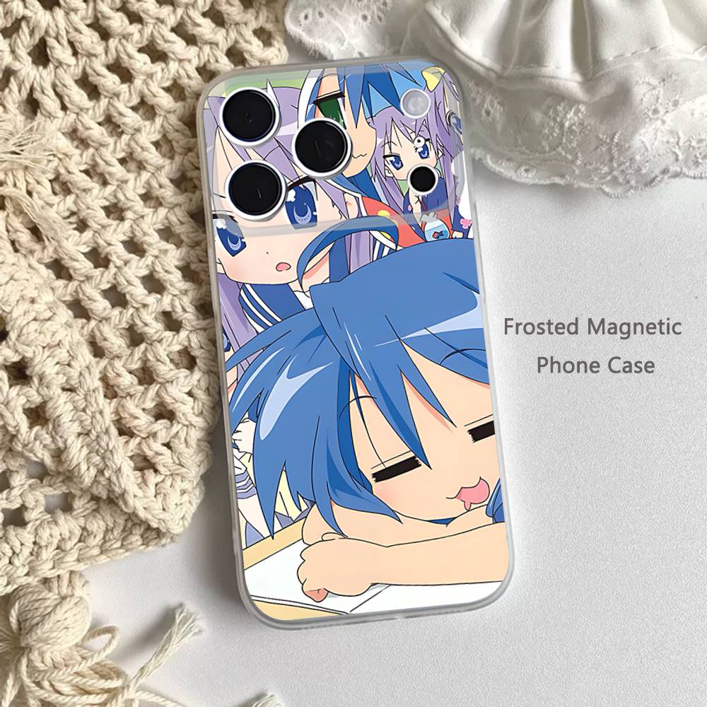 K-Konata Izumi Lucky S-Star Frosted Clear Magnetic Case for iPhone 17,16,15,14,13,12,11 Pro,Max,Plus,Mini,Air,E