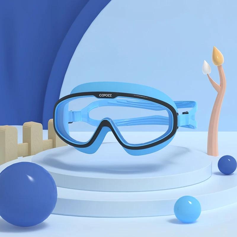 Kids Swimming Goggles Waterproof Adjustable Silicone Child Swim Glass Anti-fog UV Protection Big Frame Eyewear with Case