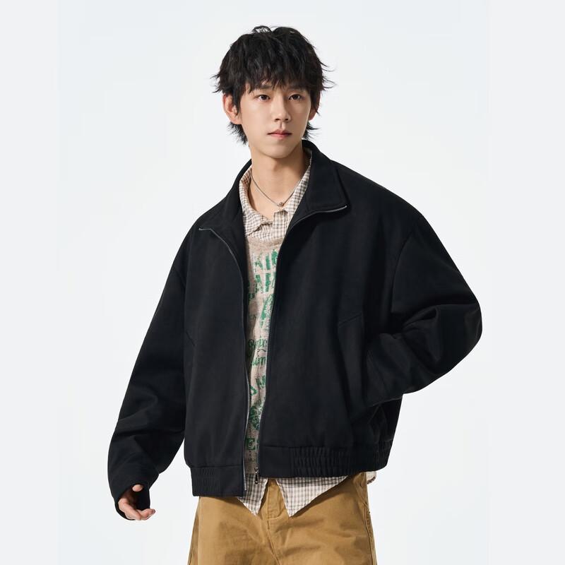 FENGXUN Herren schwere Wildleder Bomberjacke