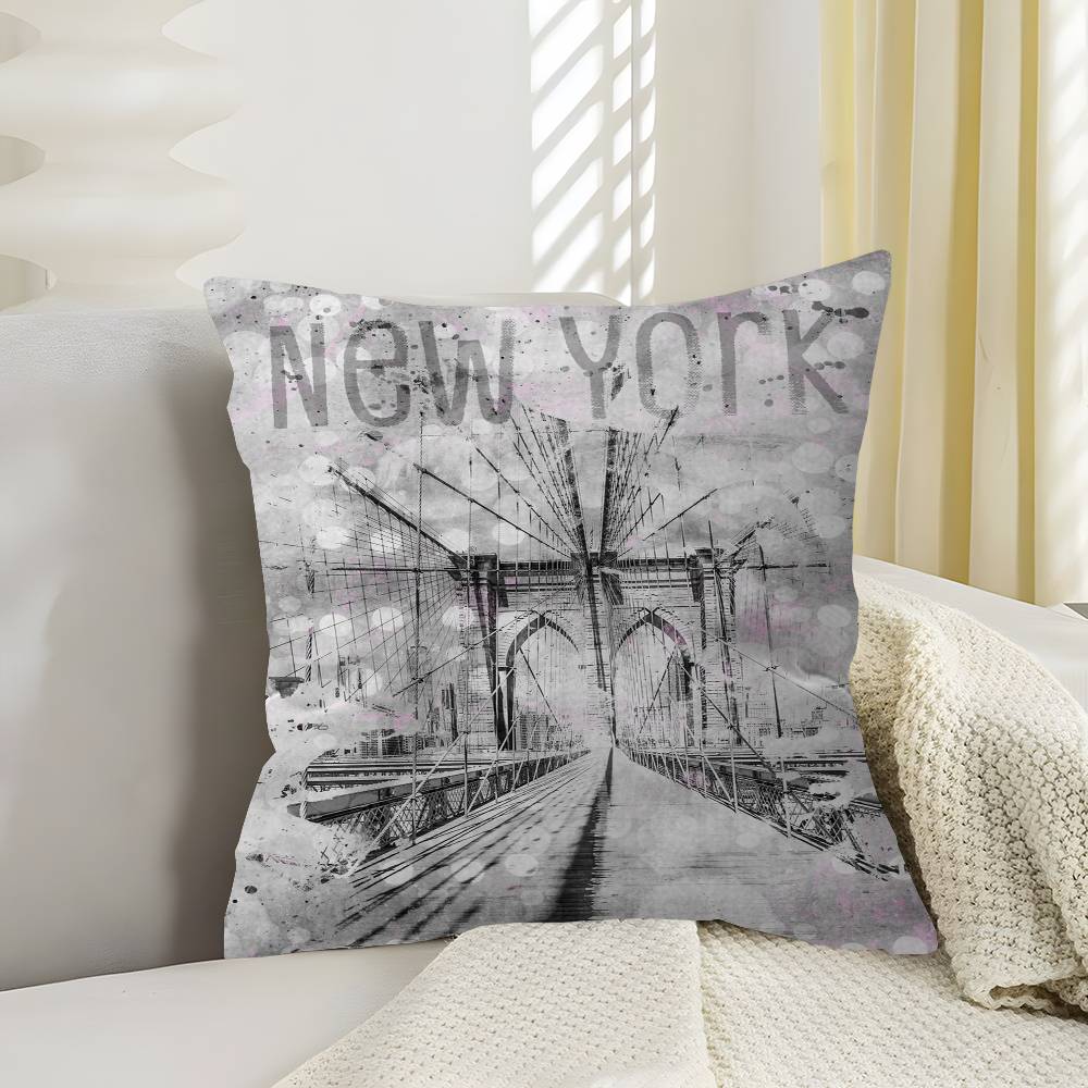 Black And White City Art Pillow Cushion Cover Pillowcase Living Room Sofa Home Decor Customized