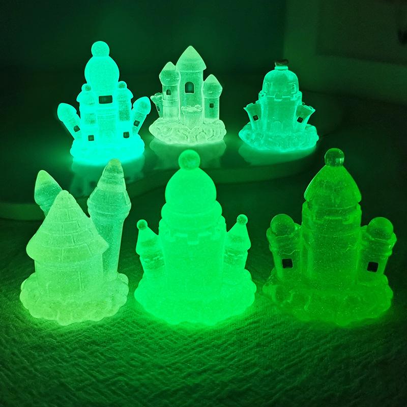 Luminous Cartoon Castle Car Ornaments Castle Resin Small Accessories