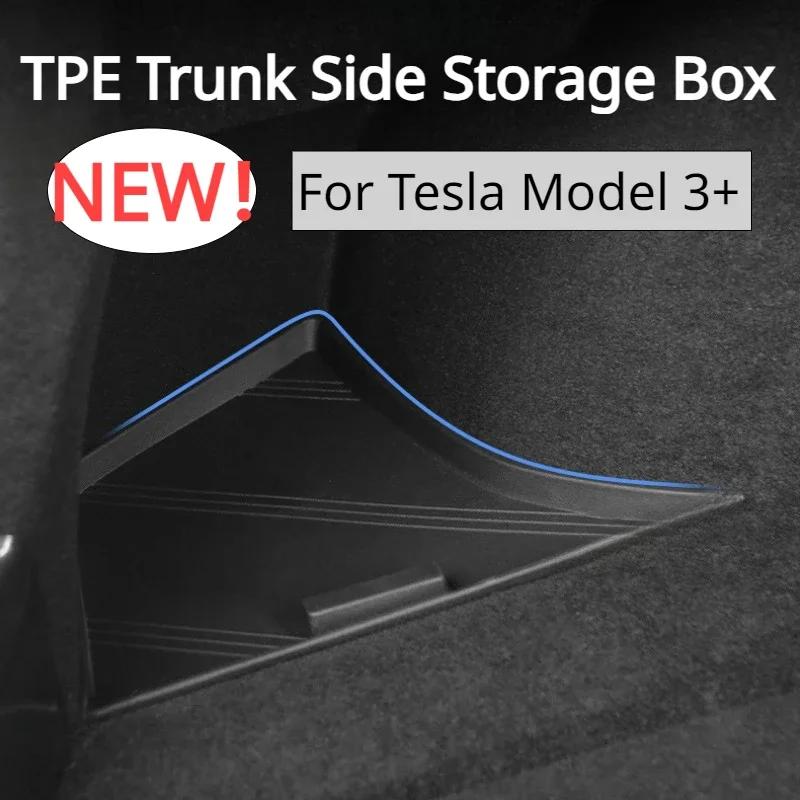 Side Storage Box Lids For Tesla Model 3 Highland 2024 Rear Trunk Organizer Lids Cover Plate Garbage Bins Car Interior Accessorie