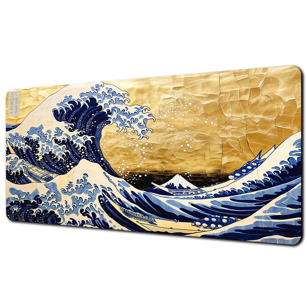Great Wave Black Desk Mat Mousepad Japanese Art Mouse Pad Rubber Mat Mouse Carpet Table Pads Pc Mats 900x400 Office Accessories